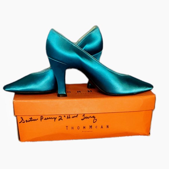 Vintage NWT Turquoise 2 in Heels Pumps SZ 8 - Picture 2 of 10